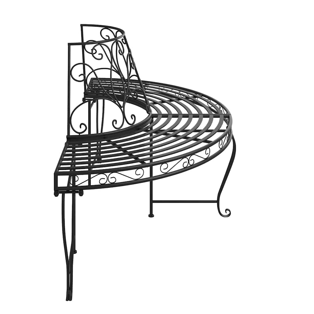 Baumbänke Halbrund 2 Stk. Ø160 cm Schwarz Stahl