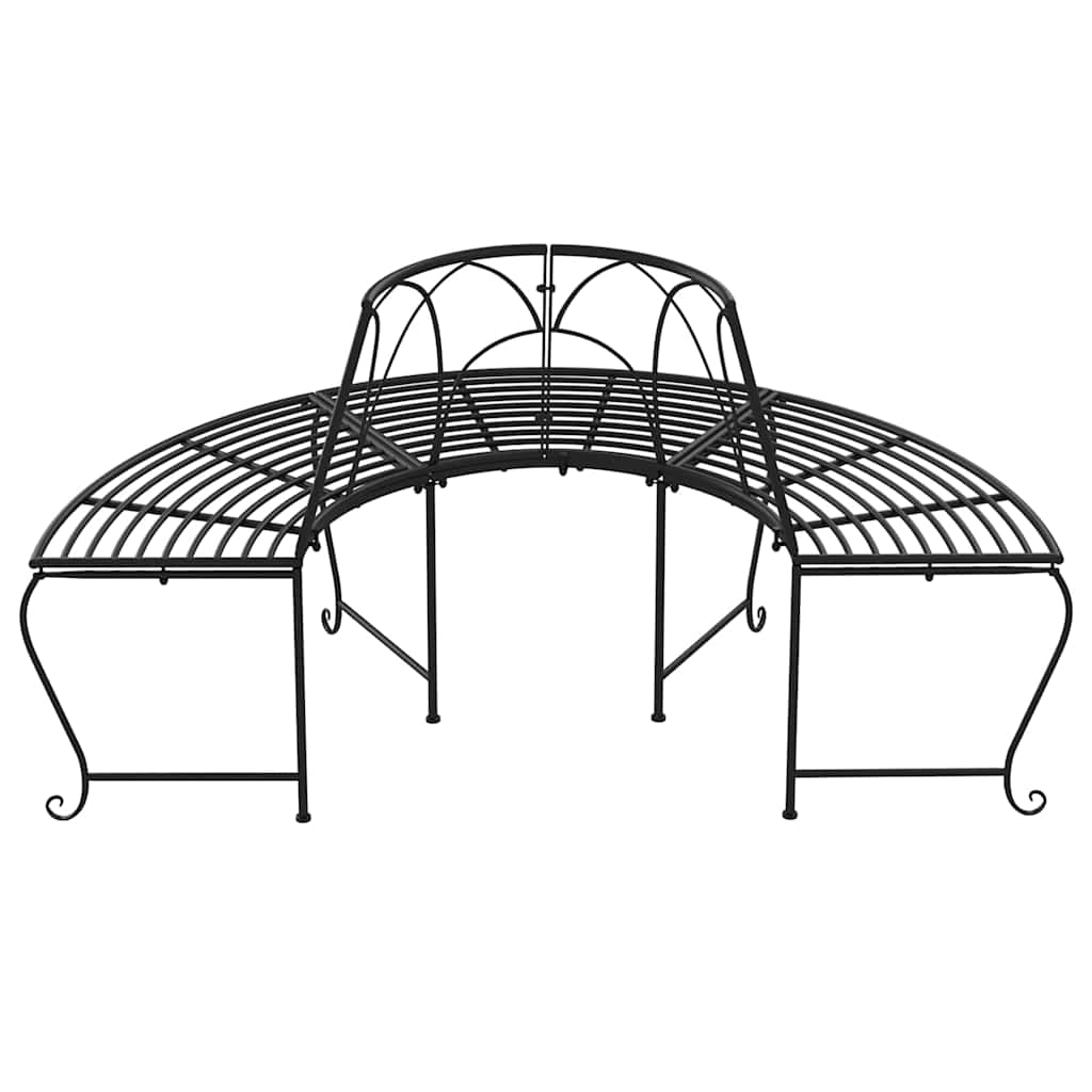 Baumbänke Halbrund 2 Stk. Ø159 cm Schwarz Stahl