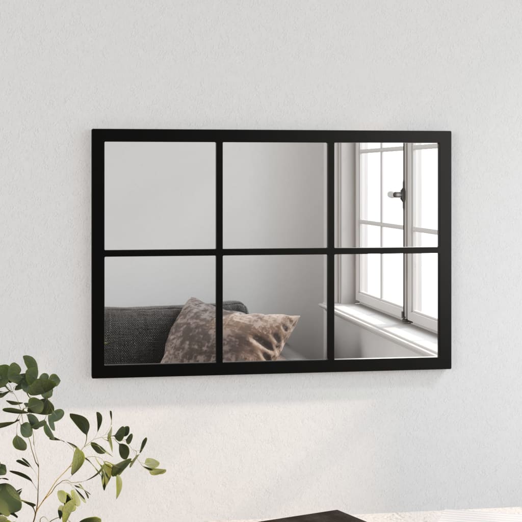Miroir mural noir 60x40 cm Métal