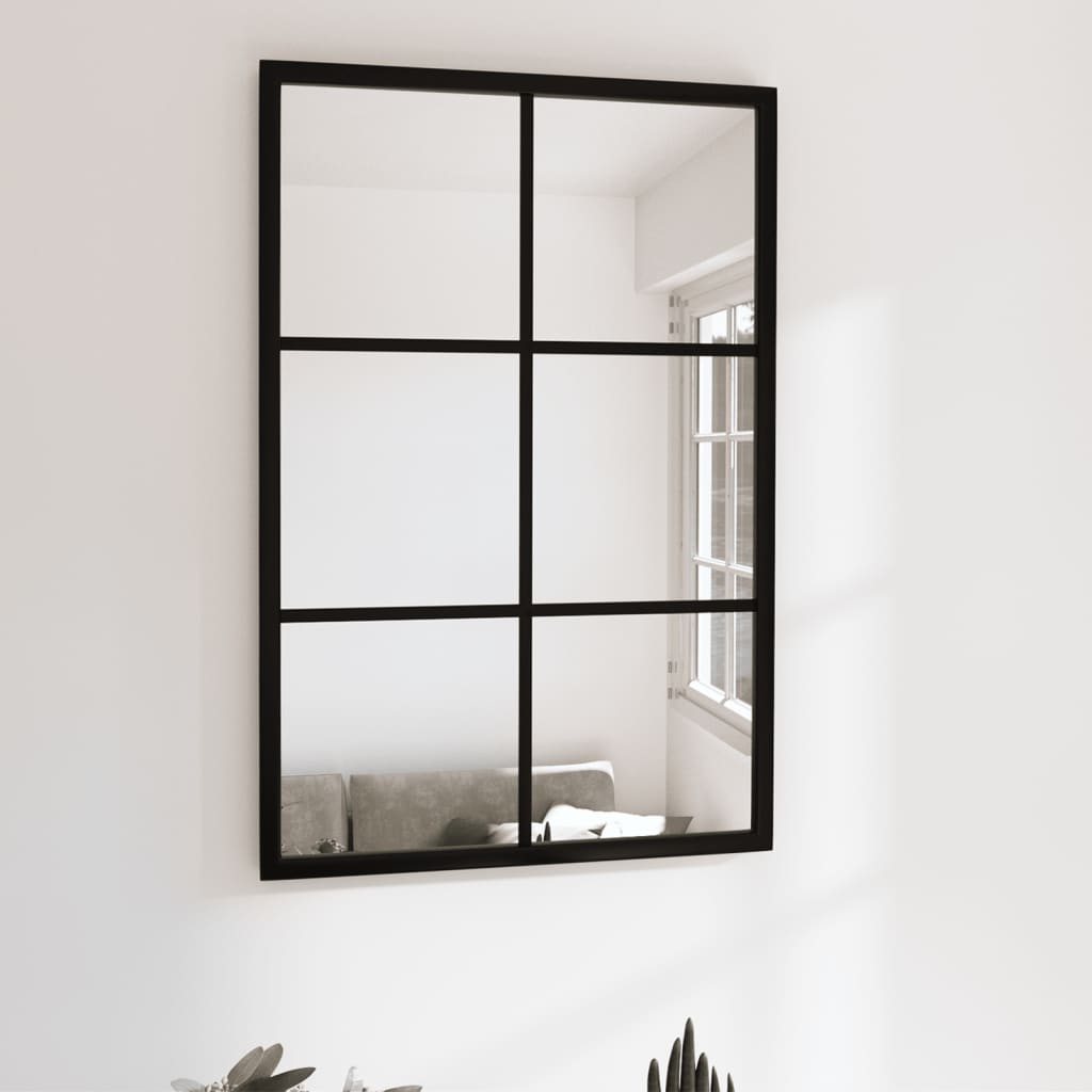 Miroir mural noir 60x40 cm Métal