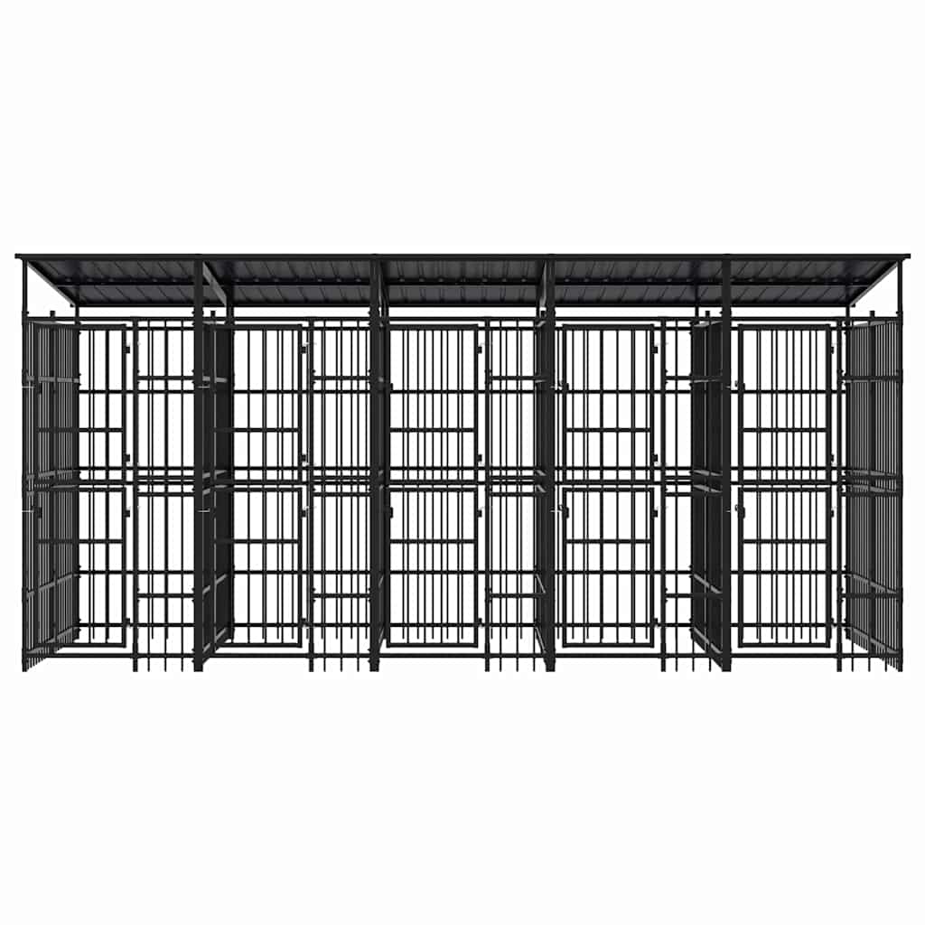 Outdoor-Hundezwinger mit Dach Stahl 9,22 m²