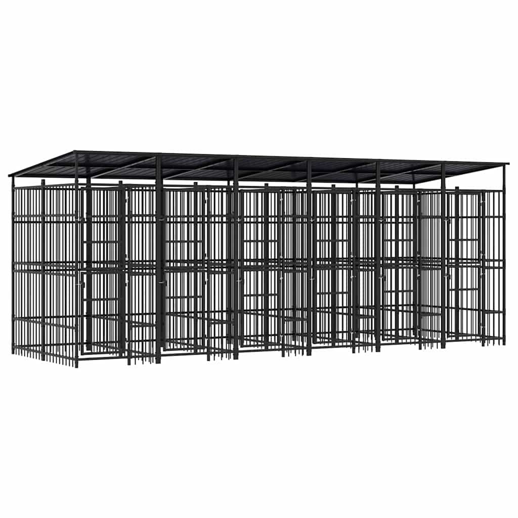 Outdoor-Hundezwinger mit Dach Stahl 11,06 m²