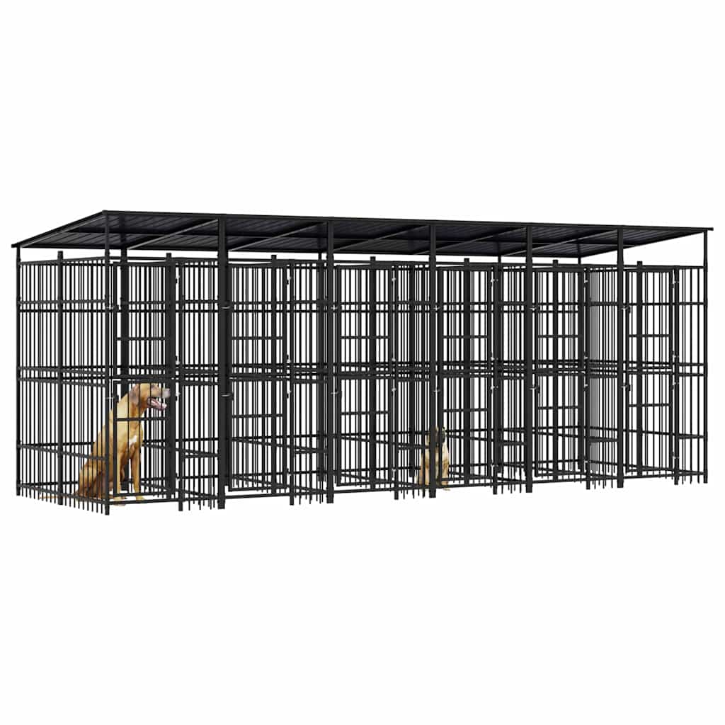 Outdoor-Hundezwinger mit Dach Stahl 11,06 m²
