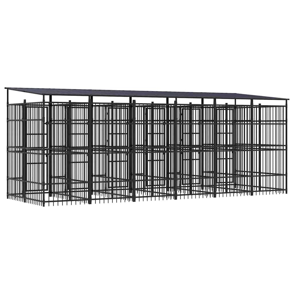 Outdoor-Hundezwinger mit Dach Stahl 11,06 m²