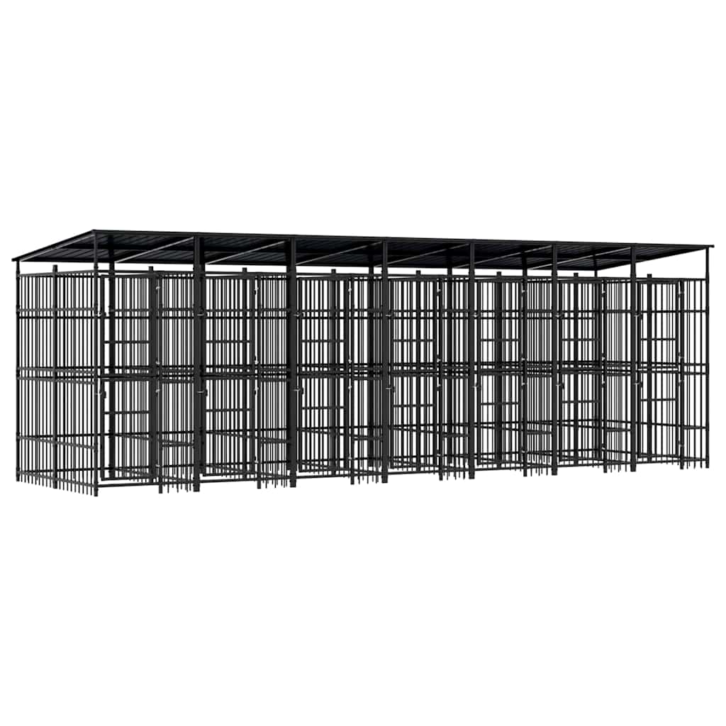 Outdoor-Hundezwinger mit Dach Stahl 12,9 m²