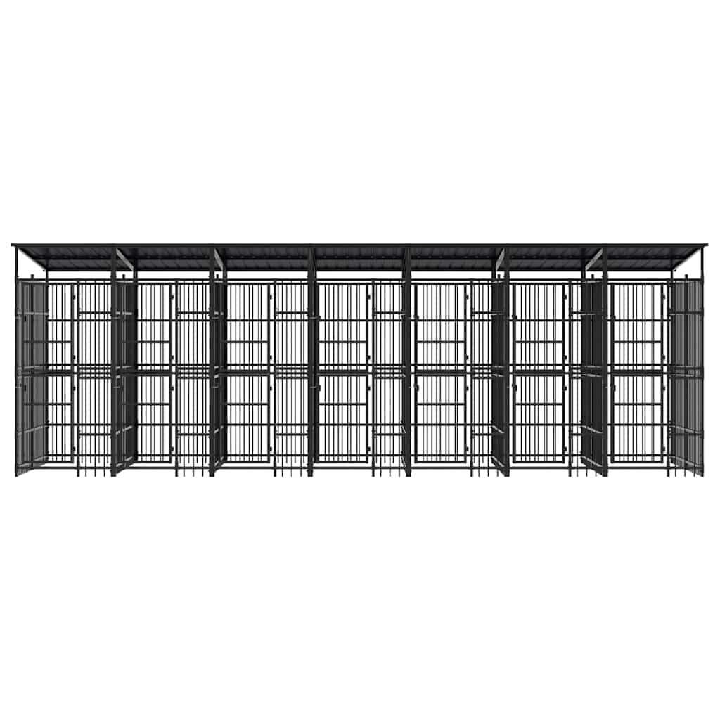 Outdoor-Hundezwinger mit Dach Stahl 12,9 m²