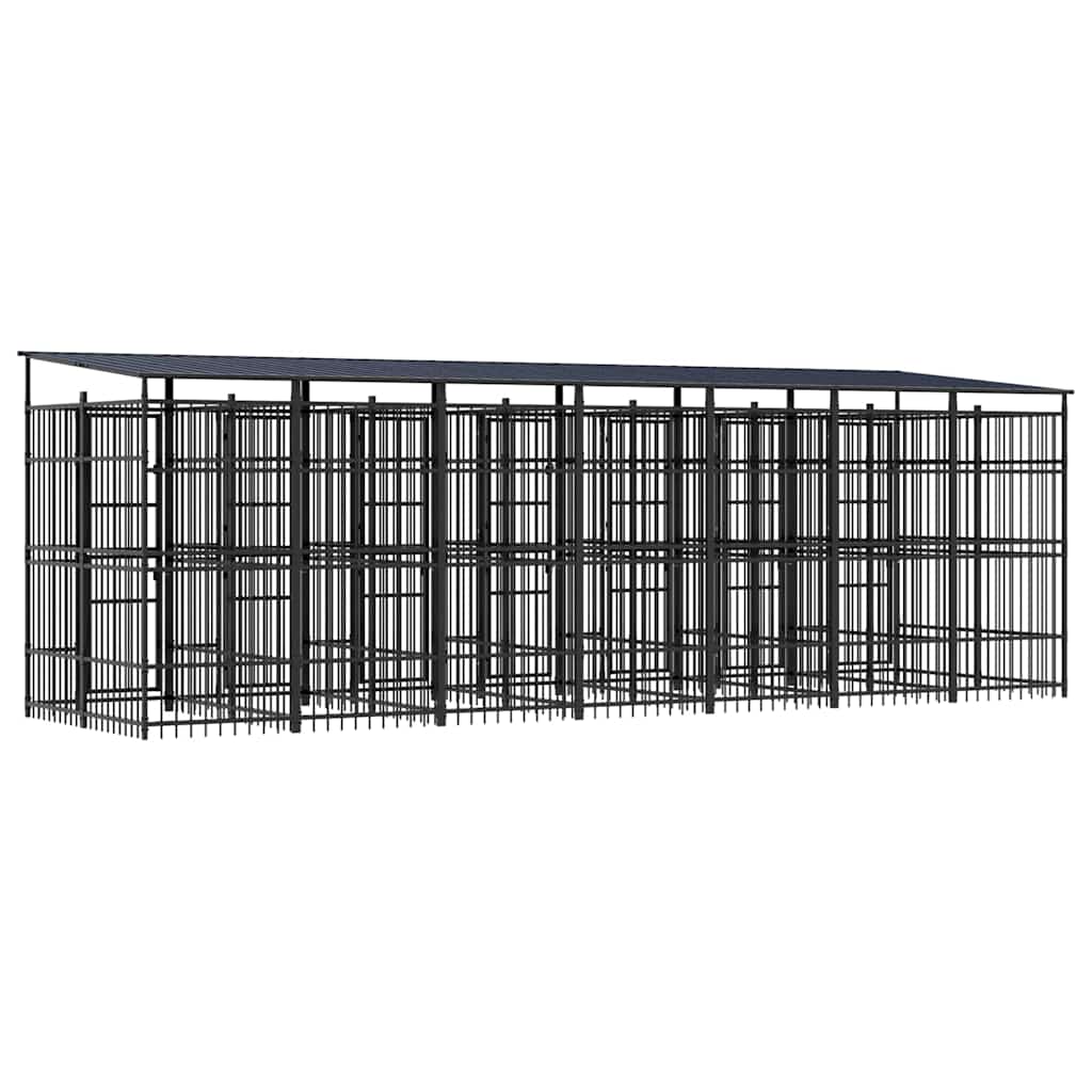 Outdoor-Hundezwinger mit Dach Stahl 12,9 m²
