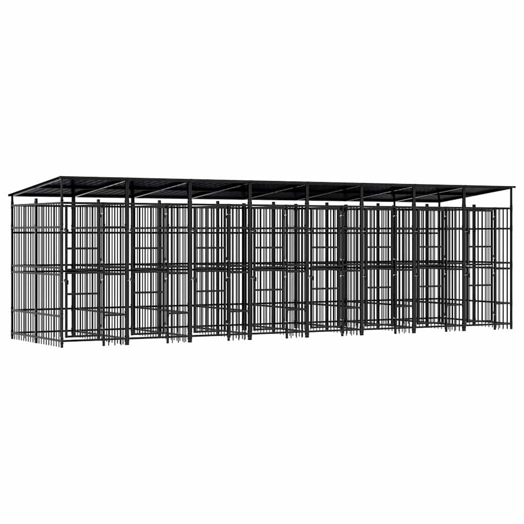 Outdoor-Hundezwinger mit Dach Stahl 14,75 m²
