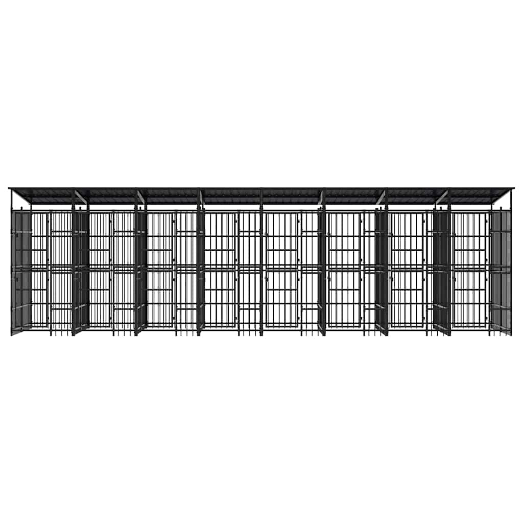Outdoor-Hundezwinger mit Dach Stahl 14,75 m²