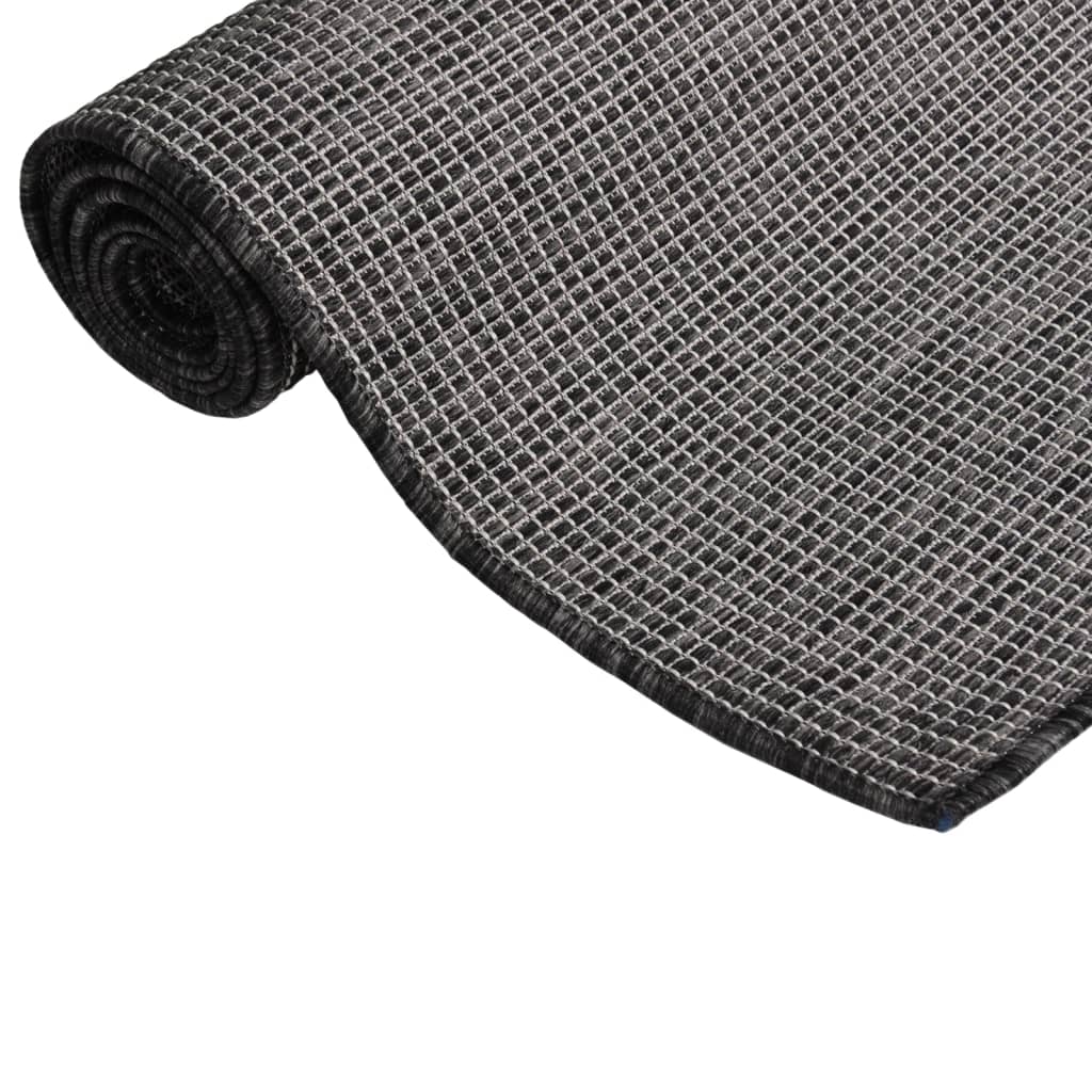 Tapis d'extérieur tissé plat 80x250 cm Gris