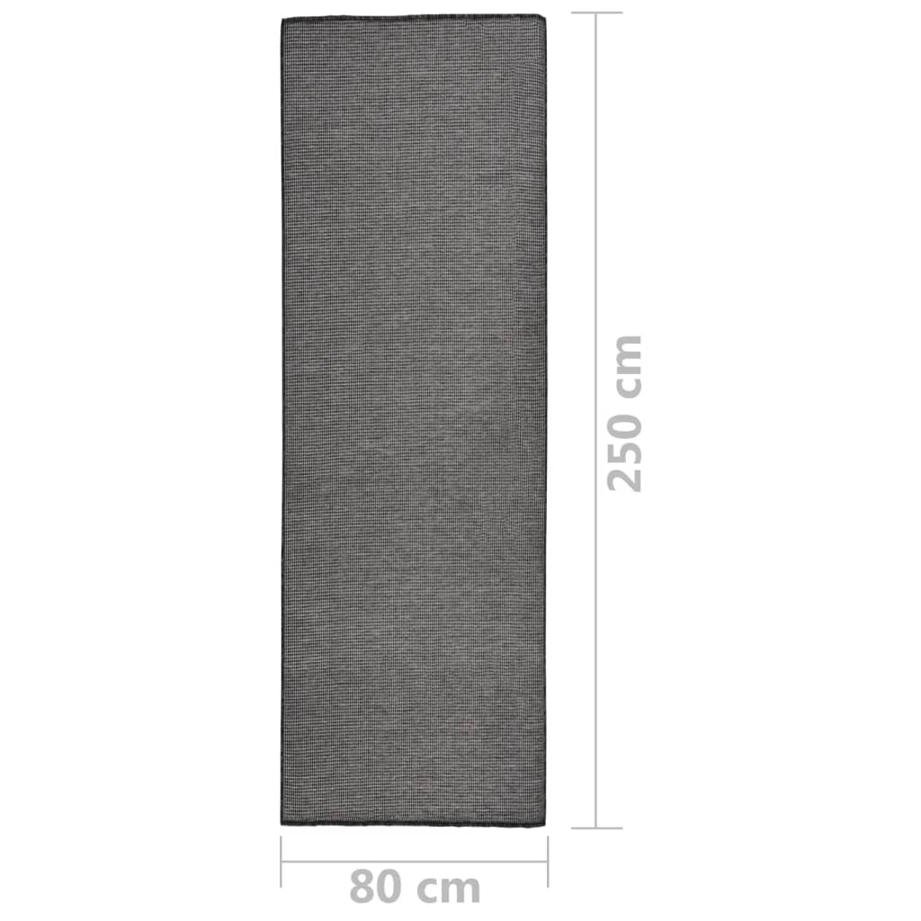 Tapis d'extérieur tissé plat 80x250 cm Gris