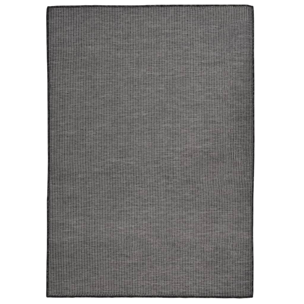 Tapis d'extérieur tissé plat 140x200 cm gris