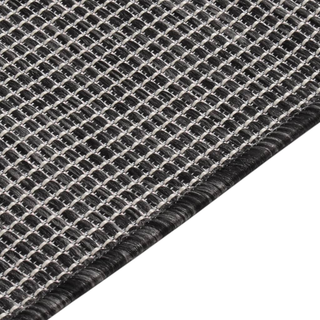 Tapis d'extérieur tissé plat 140x200 cm gris