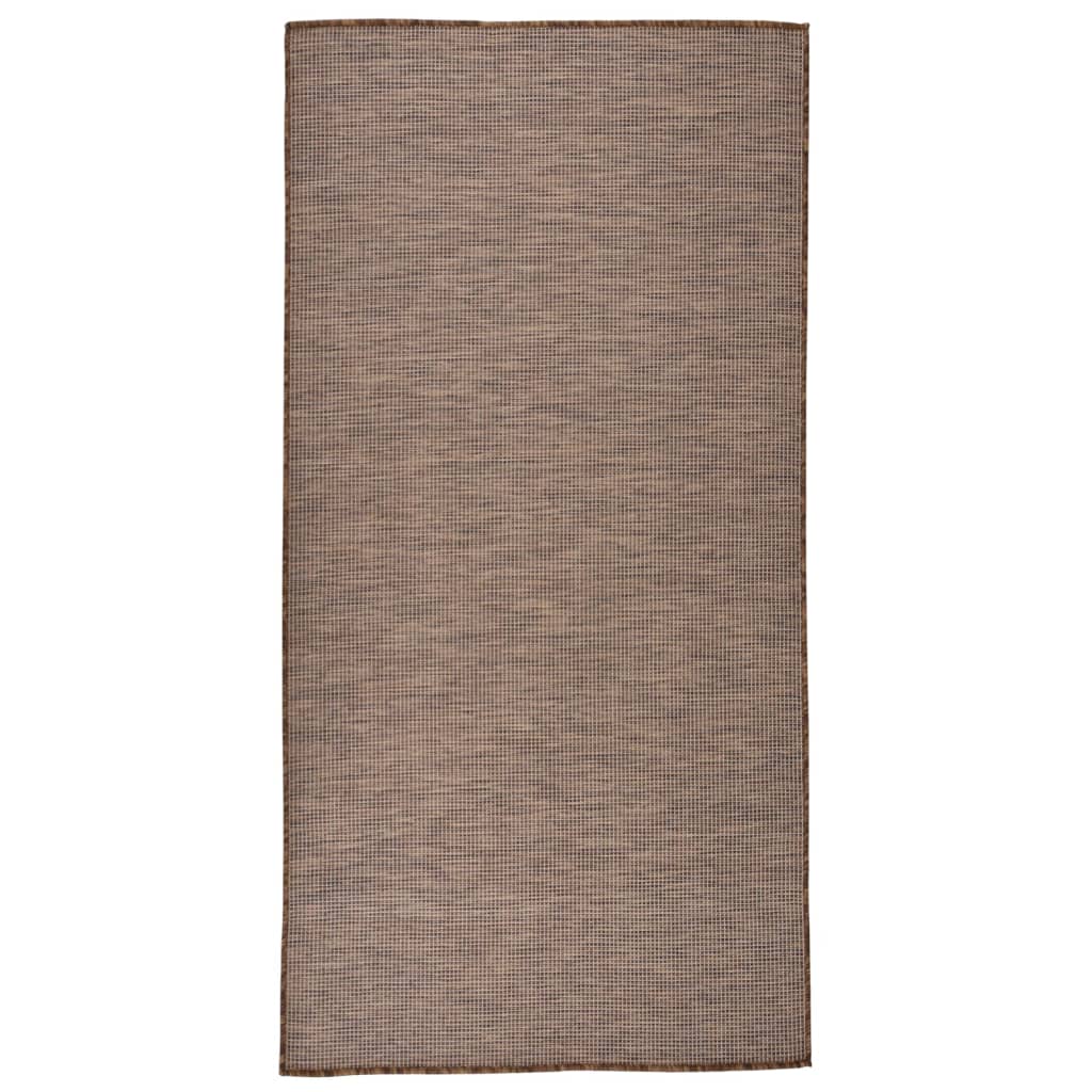 Tapis d'extérieur tissé à plat 100x200 cm Marron