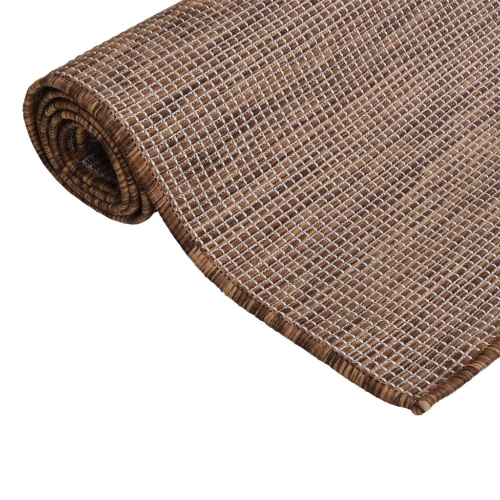 Tapis d'extérieur tissé à plat 200x280 cm Marron