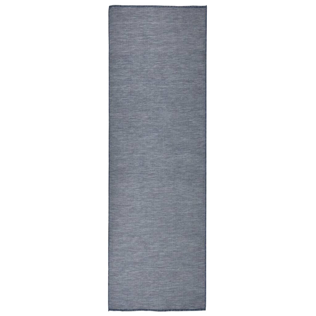 Tapis d'extérieur tissé plat 80x250 cm Bleu