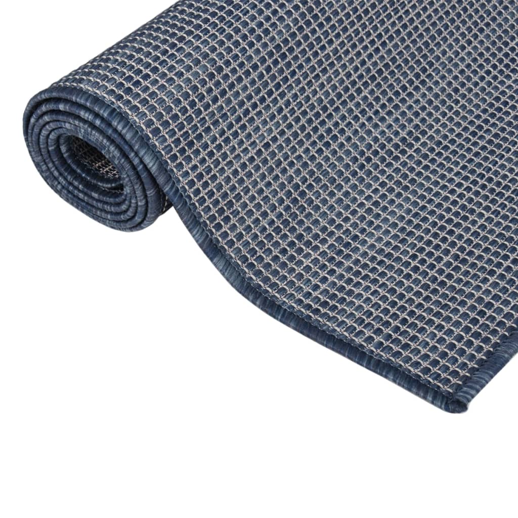 Tapis d'extérieur tissé à plat 160x230 cm Bleu