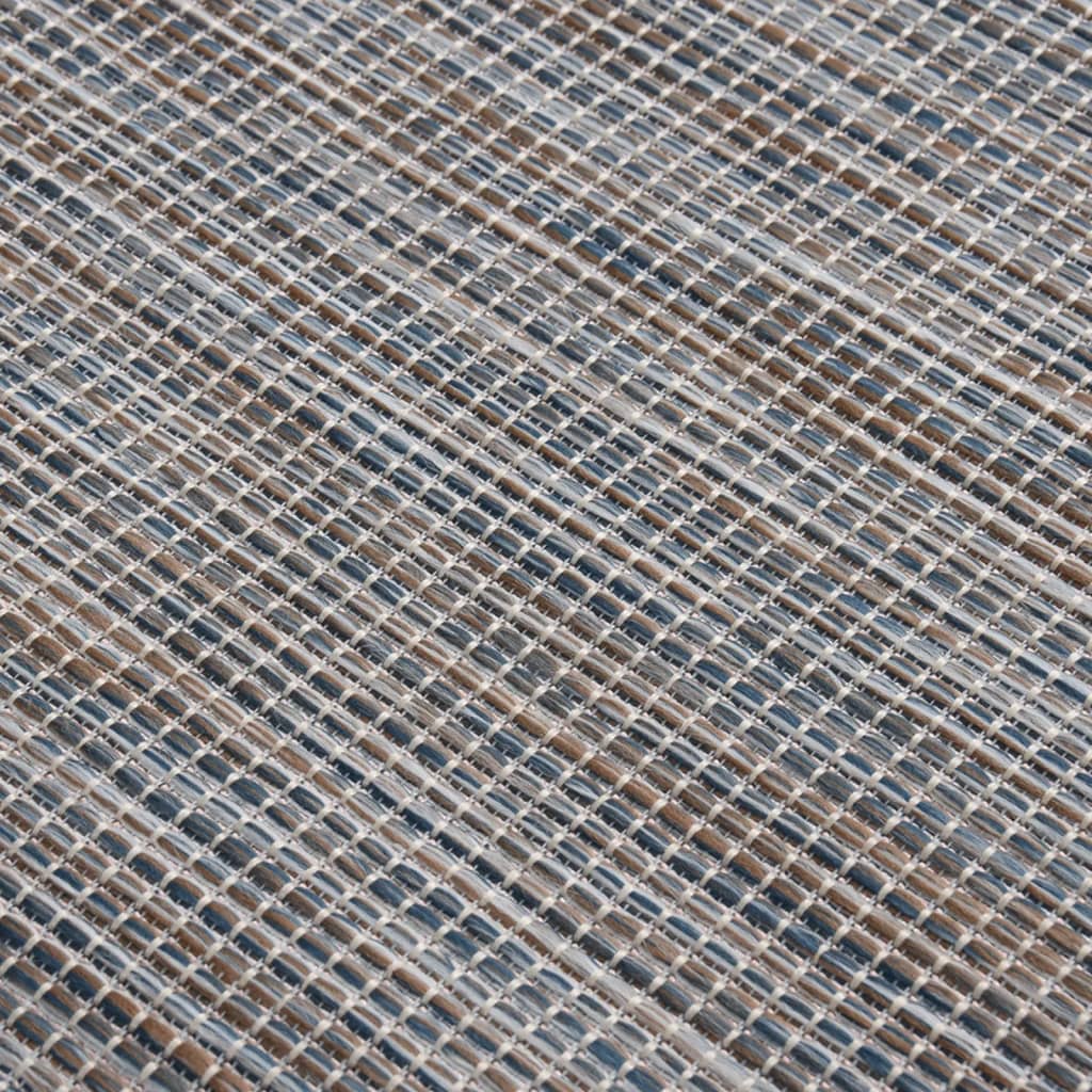 Outdoor-Teppich Flachgewebe 80x250 cm Braun und Blau