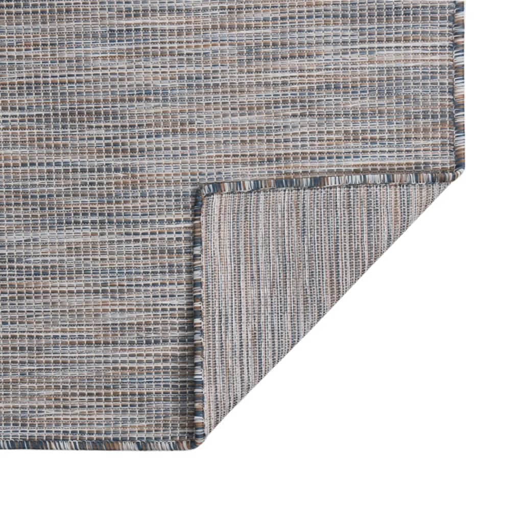 Tapis d'extérieur tissage plat 120x170 cm Marron et Bleu