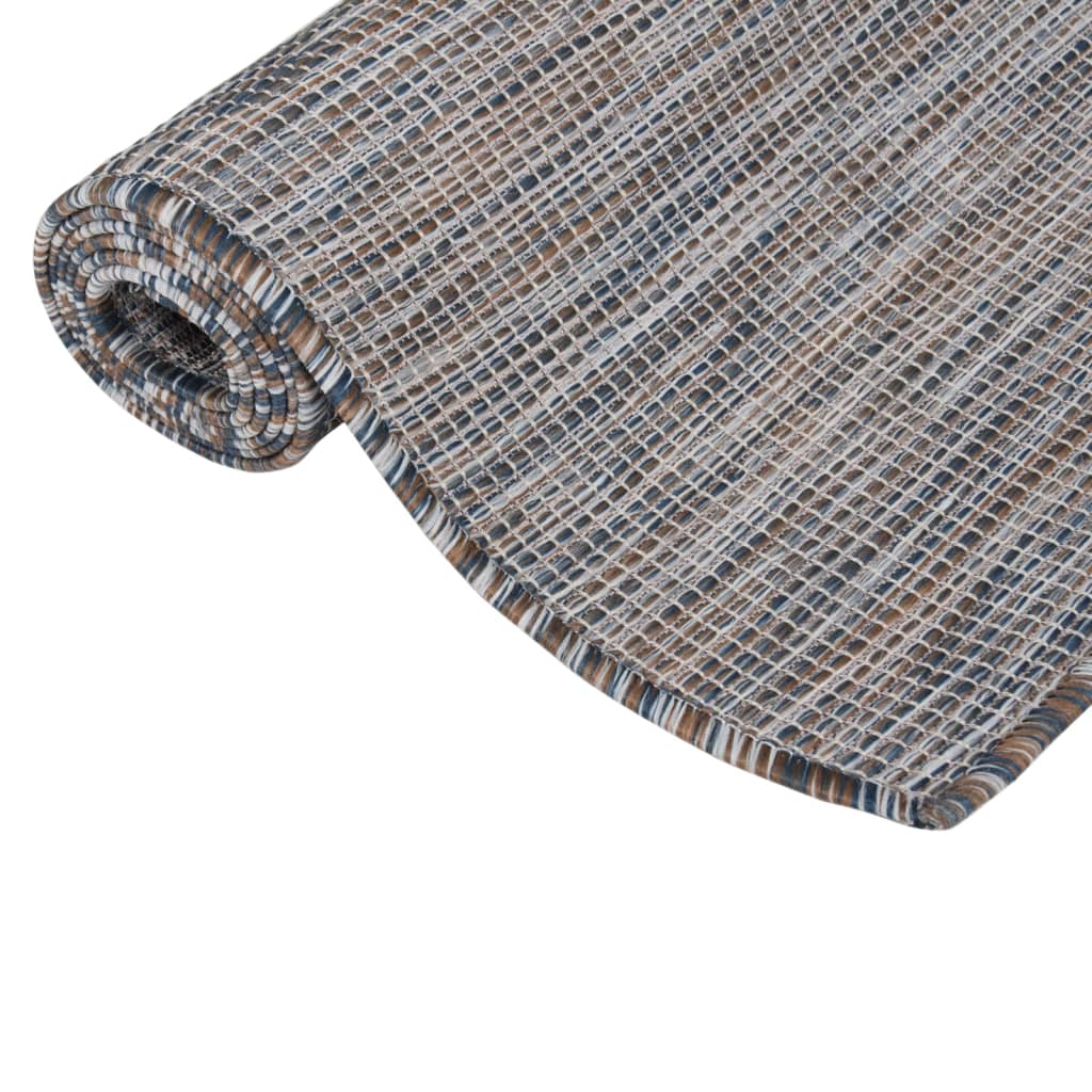Tapis d'extérieur tissage plat 120x170 cm Marron et Bleu