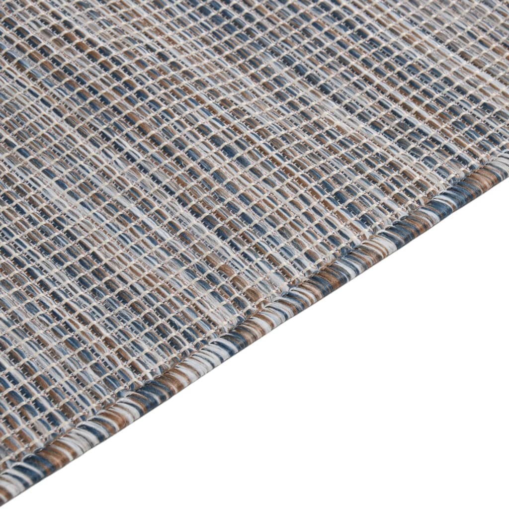 Tapis d'extérieur tissage plat 120x170 cm Marron et Bleu