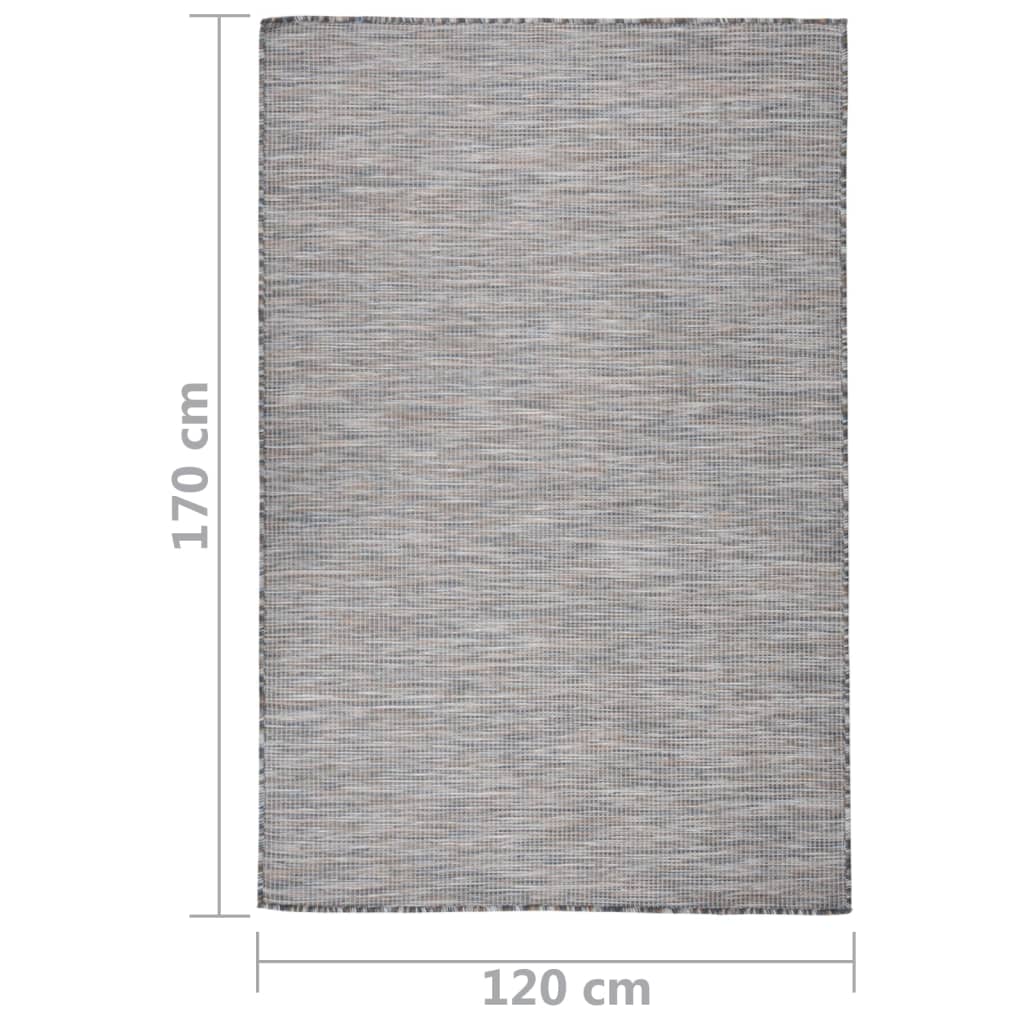 Tapis d'extérieur tissage plat 120x170 cm Marron et Bleu