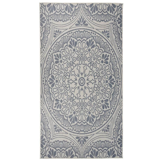 Outdoor Rug Flatweave 80x150 cm Blue Pattern