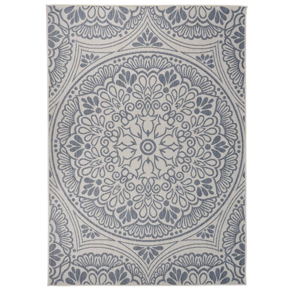 Tapis d'extérieur tissé plat 120x170 cm Motif bleu