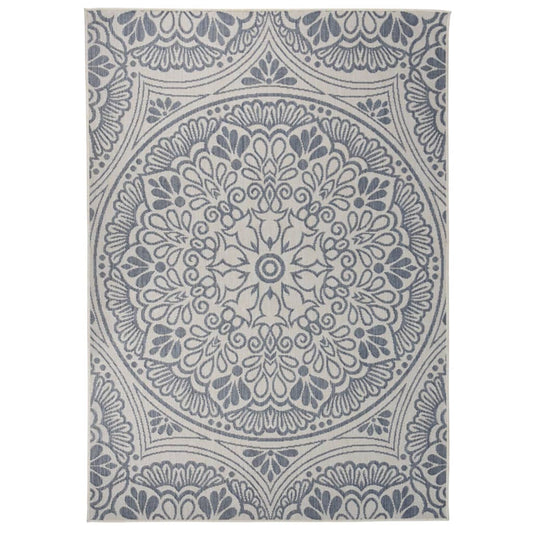 Outdoor Rug Flatweave 140x200 cm Blue Pattern