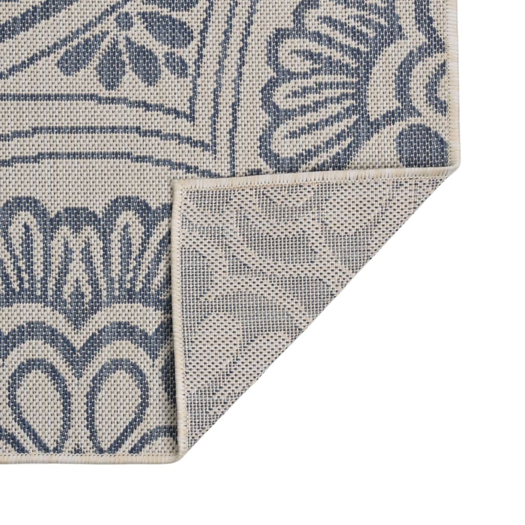 Tapis d'extérieur tissé plat 140x200 cm motif bleu
