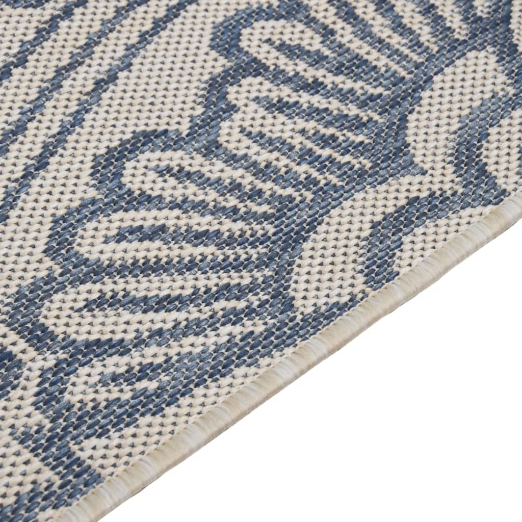 Tapis d'extérieur tissé plat 140x200 cm motif bleu
