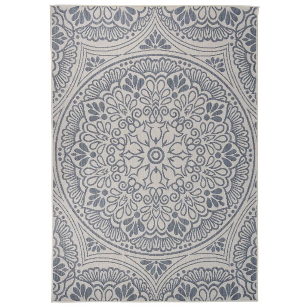 Tapis d'extérieur tissé plat 160x230 cm Motif bleu