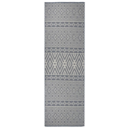 Outdoor Flatweave Rug 80x250 cm Blue Striped