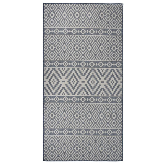 Outdoor Rug Flatweave 100x200 cm Blue Striped