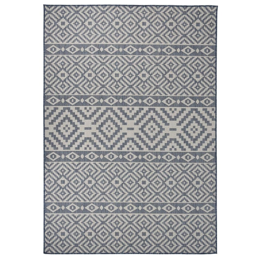Outdoor Flatweave Rug 160x230 cm Blue Striped