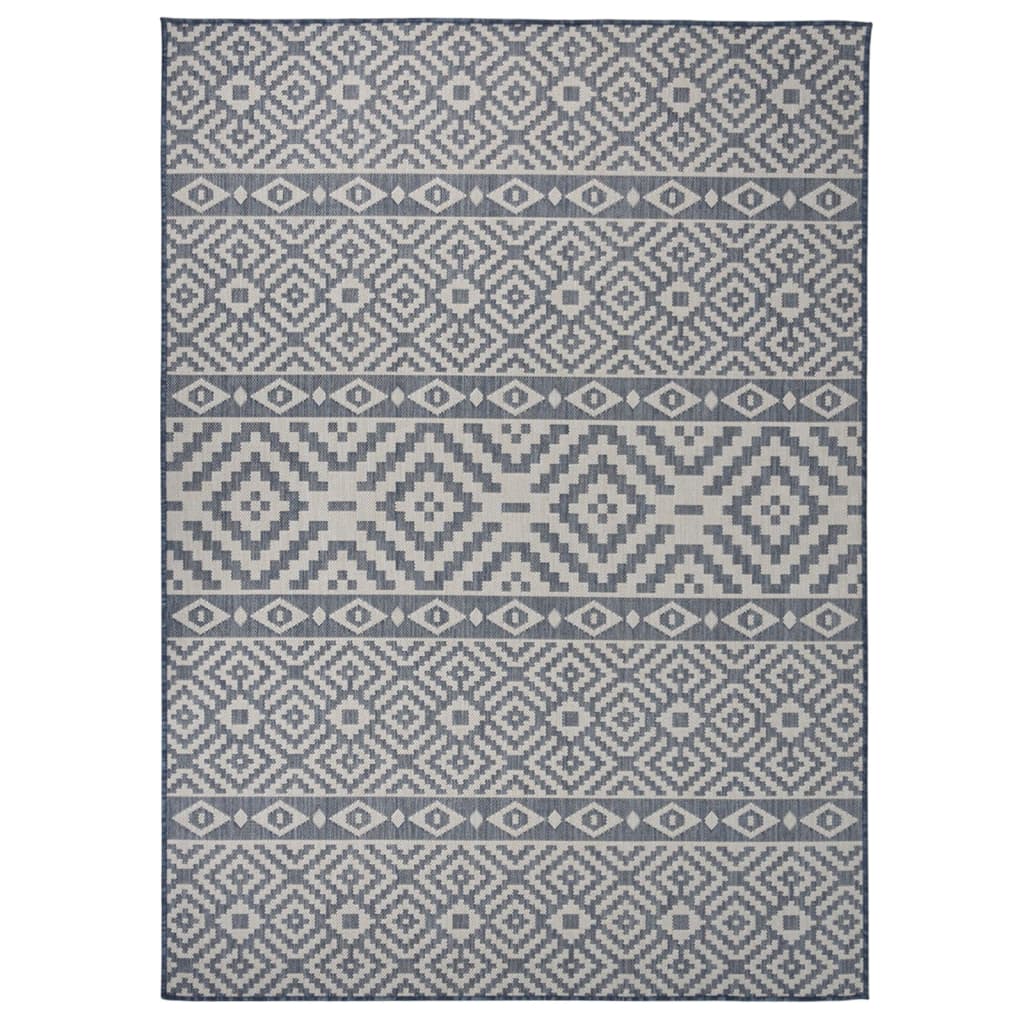 Outdoor Flatweave Rug 200x280 cm Blue Striped