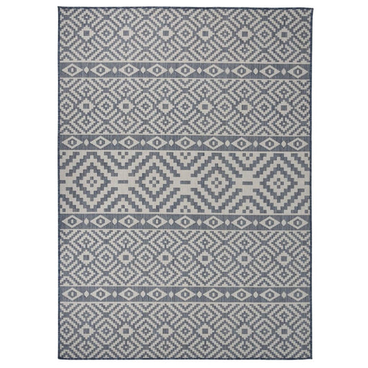 Outdoor Flatweave Rug 200x280 cm Blue Striped