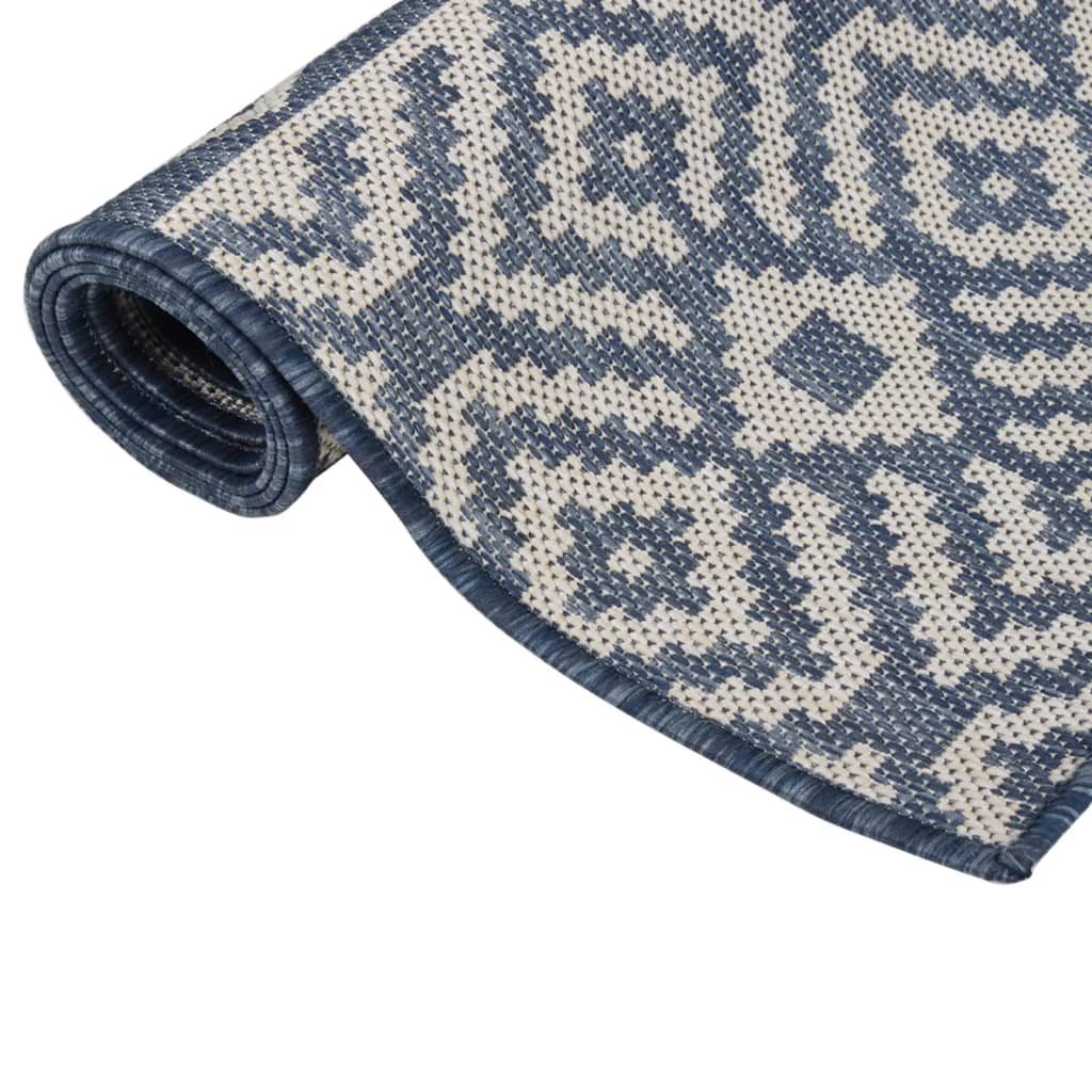 Outdoor Flatweave Rug 200x280 cm Blue Striped