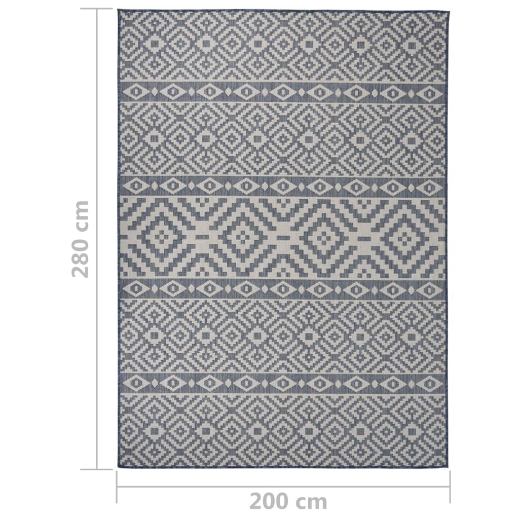 Outdoor Flatweave Rug 200x280 cm Blue Striped
