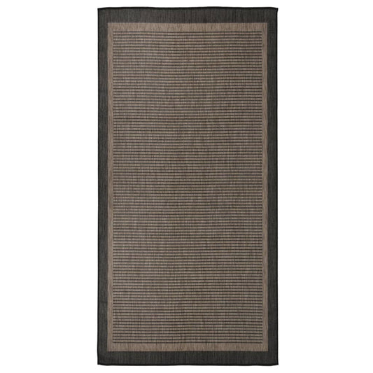 Outdoor Rug Flatweave 100x200 cm Dark Brown