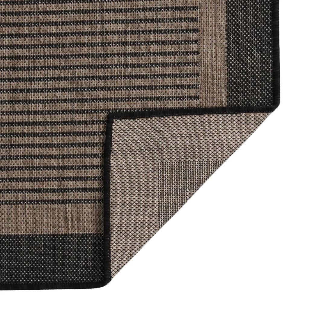 Tapis d'extérieur tissé plat 140x200 cm Marron foncé