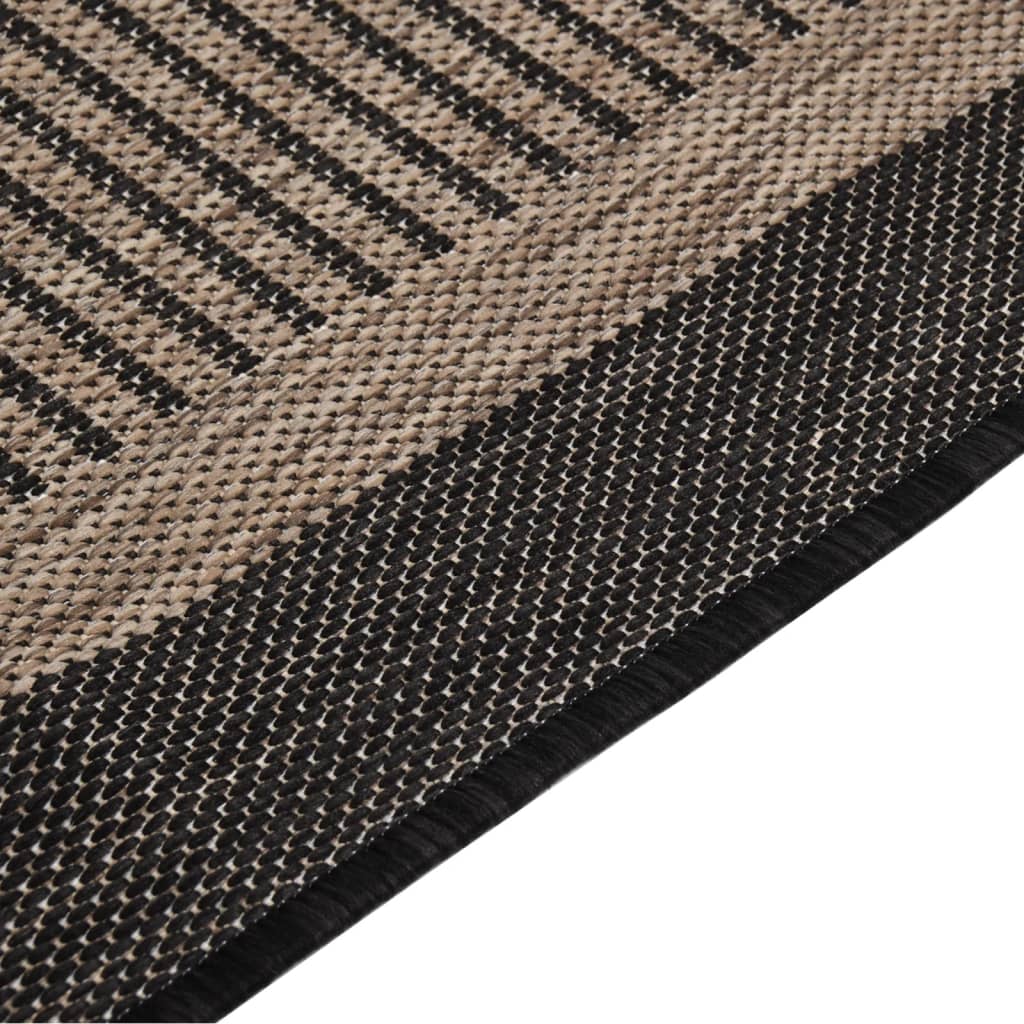 Tapis d'extérieur tissé plat 140x200 cm Marron foncé