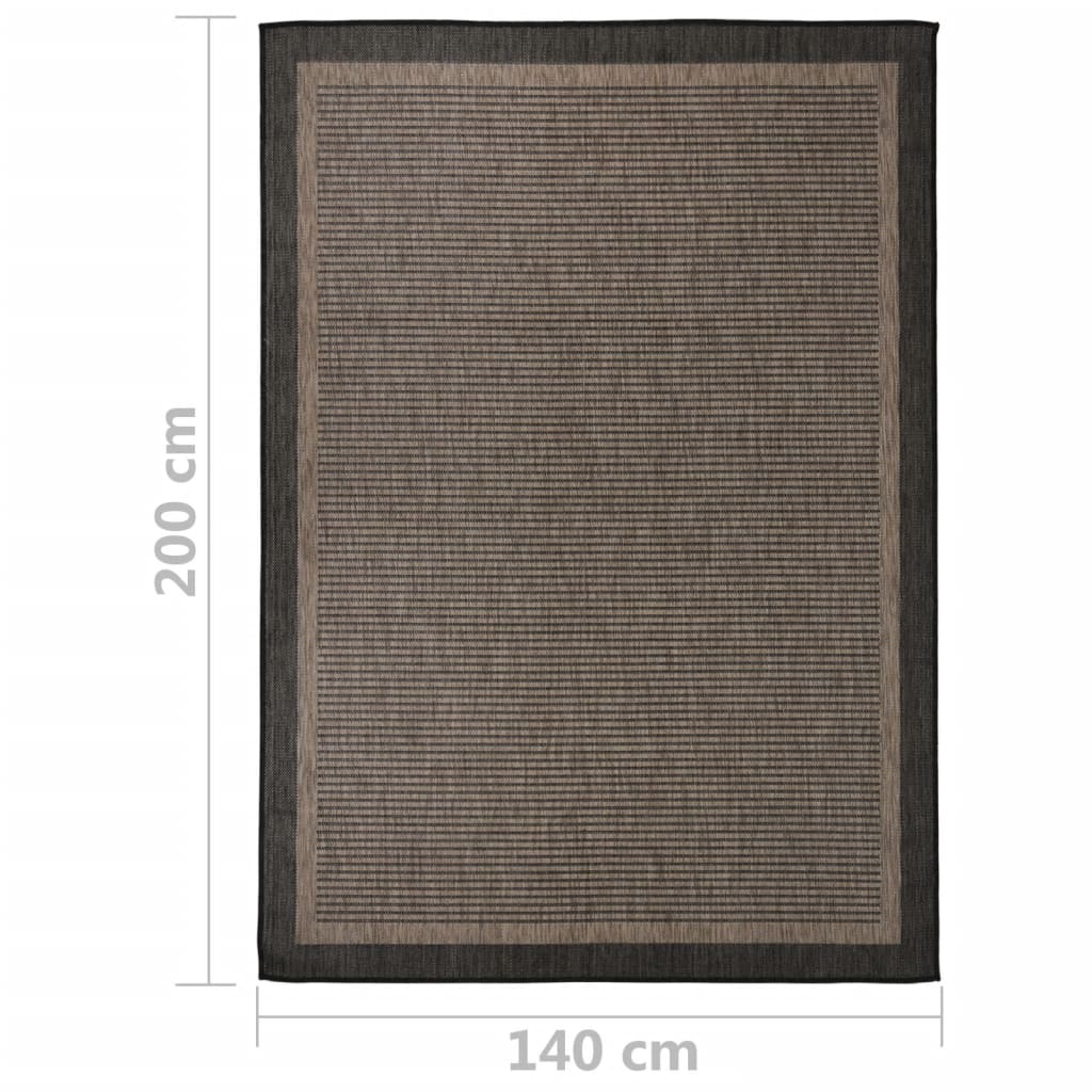 Tapis d'extérieur tissé plat 140x200 cm Marron foncé