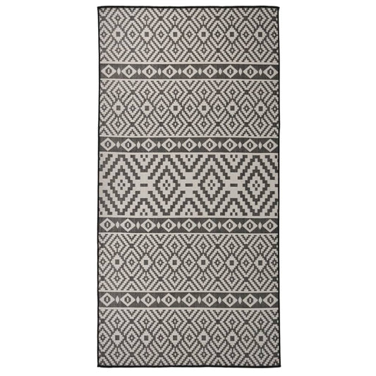 Outdoor Flatweave Rug 100x200 cm Black Striped