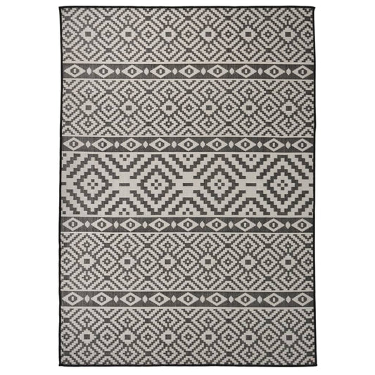 Outdoor Flatweave Rug 120x170 cm Black Striped