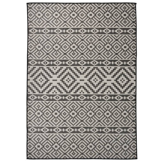 Outdoor Rug Flatweave 140x200 cm Black Striped