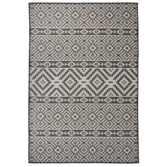 Outdoor Flatweave Rug 160x230 cm Black Striped