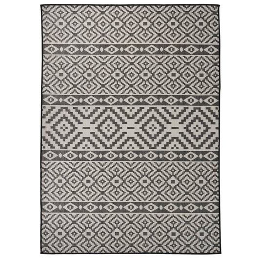 Outdoor Flatweave Rug 200x280 cm Black Striped