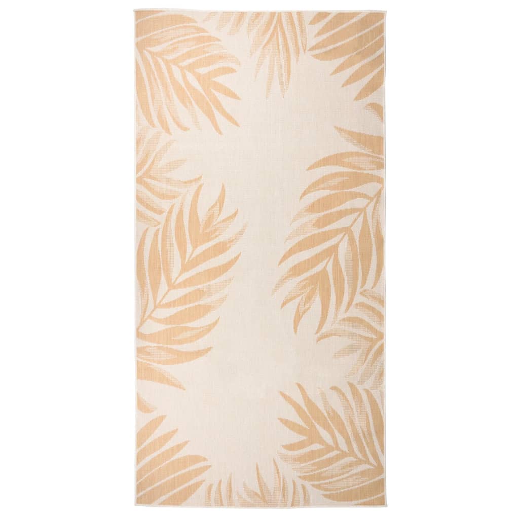 Tapis d'extérieur tissage plat 100x200 cm motif feuille
