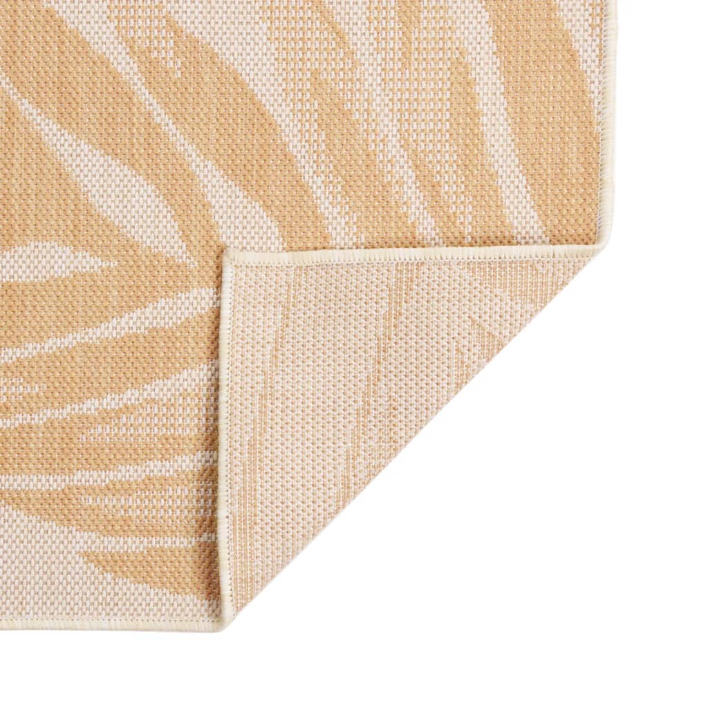 Tapis d'extérieur tissage plat 100x200 cm motif feuille